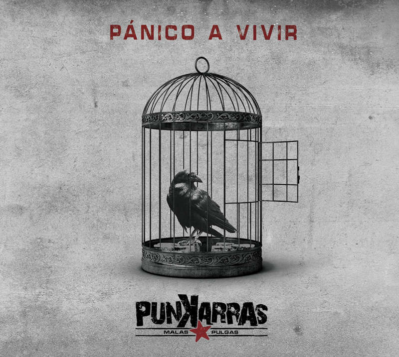 Portada del disco 'Pánico a vivir' de Punkarras Malas Pulgas.