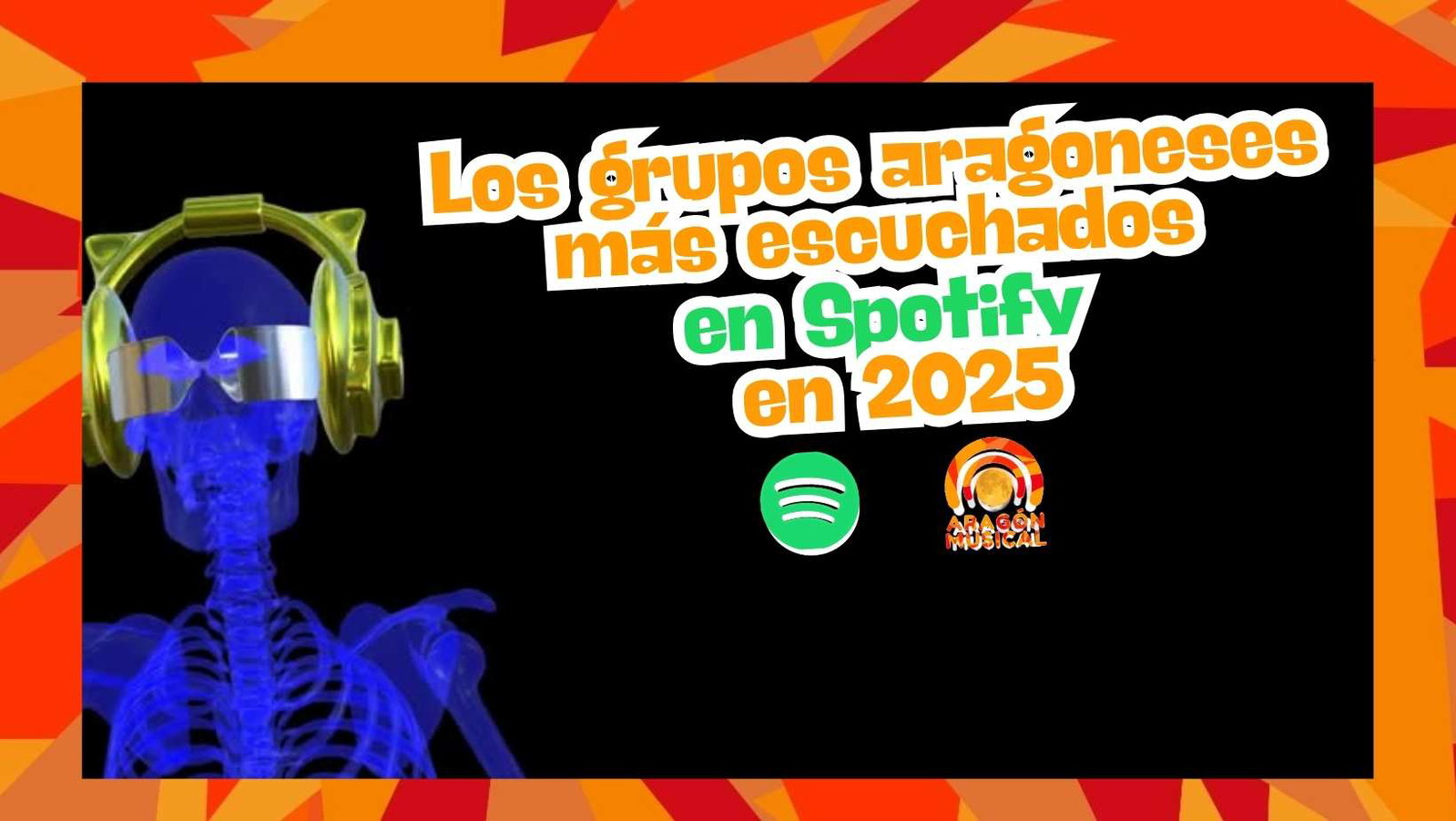 Estudio de Aragón Musical con los grupos y solistas aragoneses más escuchados mensualmente en Spotify durante 2025.
